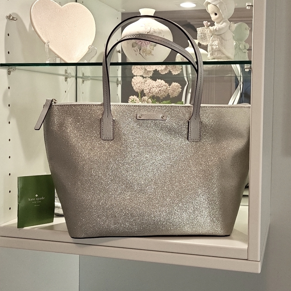 Kate Spade Silver Glitter Tote